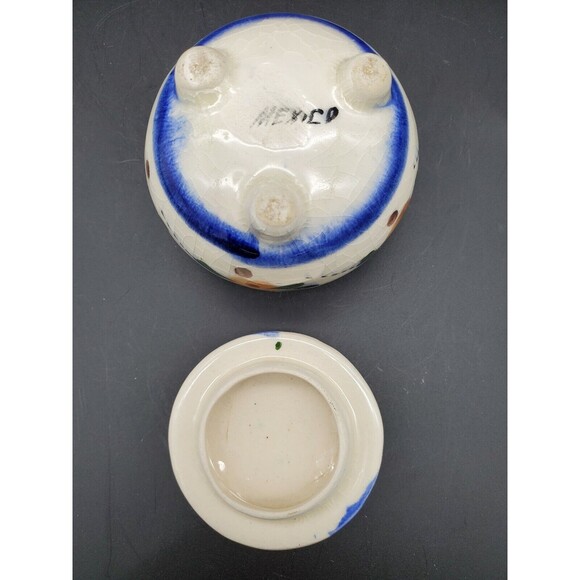 Tonala Mexican Pottery Footed Covered Trinket Dish Colorful Made in Mexico - Picture 4 of 12